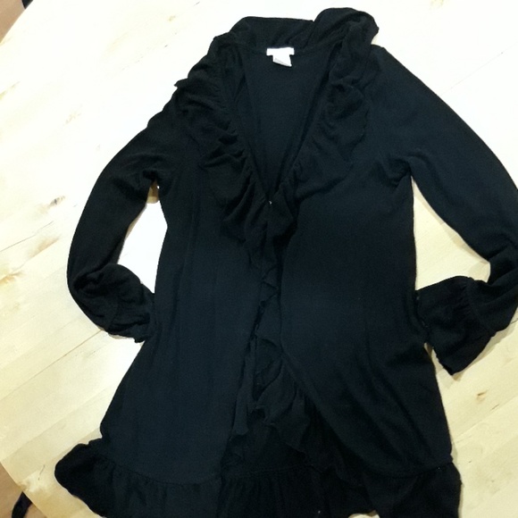 Black ruffled cardigan - Picture 2 of 6